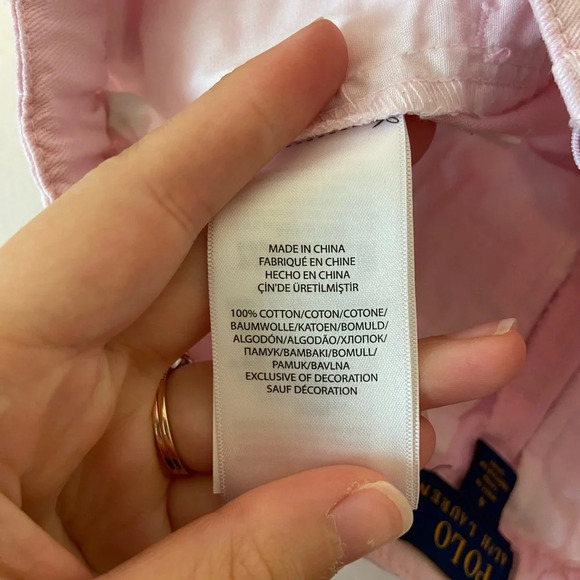 EUC | POLO Ralph Lauren girl’s classic chino pale pink turtle patterned shorts 4 - Picture 6 of 7